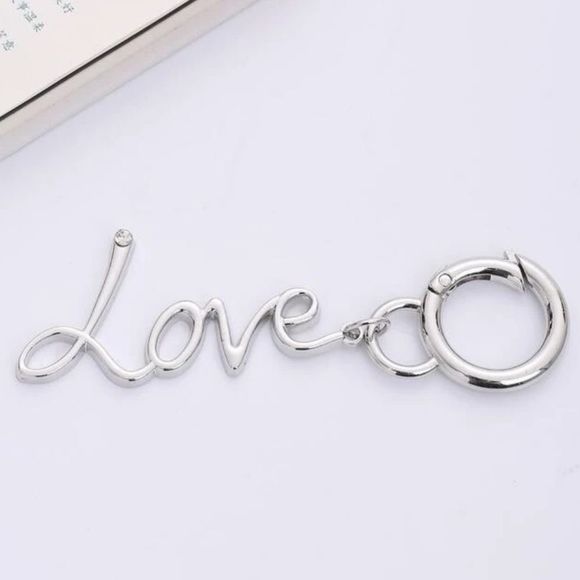New Love Keychain Purse Charm Trending Present Silver Stocking Stuffer Gift - Picture 1 of 6